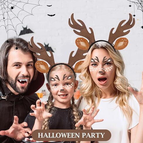 FunMular Deer Antlers Headband Cute Deer Ears Antler Headband Face Sticker Deer Costume Accessories for Women Christmas in Saudi Arabia