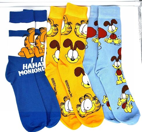 Hyp Garfield 3 pack Unisex Dress Crew Socks. 3 pair – Garfield the Cat & Odie- Men’s Shoe Size 6-12 in Saudi Arabia