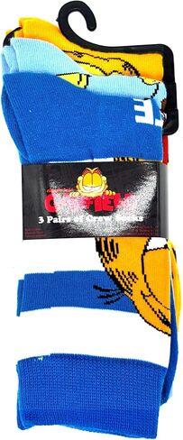 Hyp Garfield 3 pack Unisex Dress Crew Socks. 3 pair – Garfield the Cat & Odie- Men’s Shoe Size 6-12 in Saudi Arabia