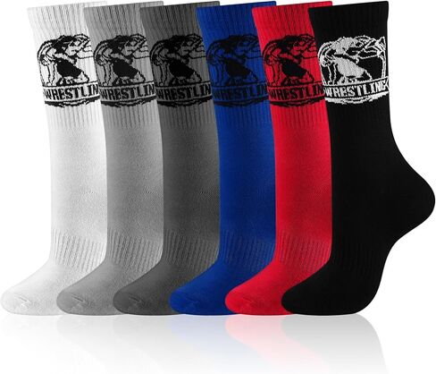 6 Pairs Socks for Wrestling Men's Wrestling Crew Socks Wrestle Sports Lovers Novelty Gifts for Christmas in Saudi Arabia