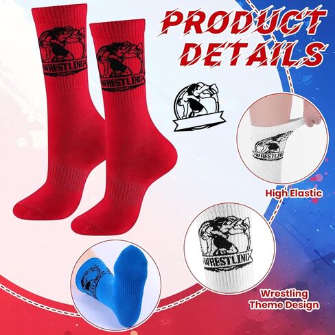 6 Pairs Socks for Wrestling Men's Wrestling Crew Socks Wrestle Sports Lovers Novelty Gifts for Christmas in Saudi Arabia