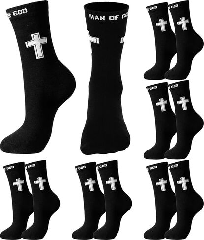 6 Pairs Christian Cross Socks Gifts for Man, Man of God Religious Socks with Cross for Catholic Saint God in Saudi Arabia