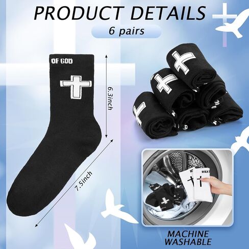 6 Pairs Christian Cross Socks Gifts for Man, Man of God Religious Socks with Cross for Catholic Saint God in Saudi Arabia