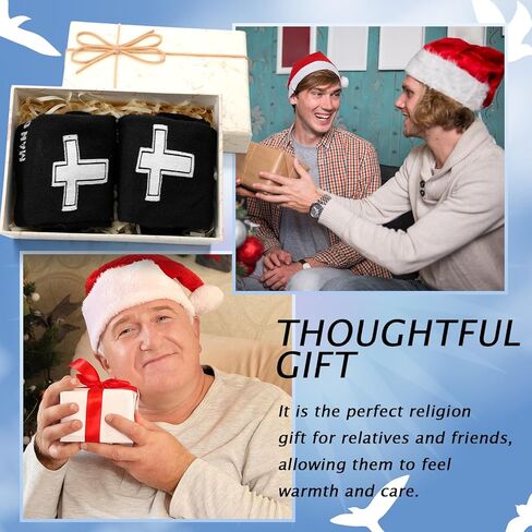 6 Pairs Christian Cross Socks Gifts for Man, Man of God Religious Socks with Cross for Catholic Saint God in Saudi Arabia