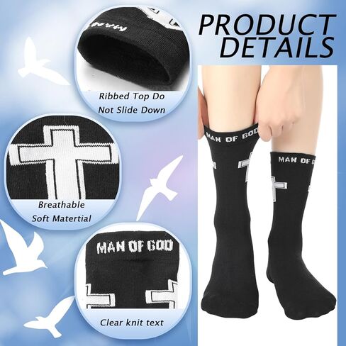6 Pairs Christian Cross Socks Gifts for Man, Man of God Religious Socks with Cross for Catholic Saint God in Saudi Arabia