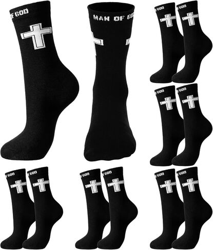 6 Pairs Christian Cross Socks Gifts for Man, Man of God Religious Socks with Cross for Catholic Saint God in Saudi Arabia