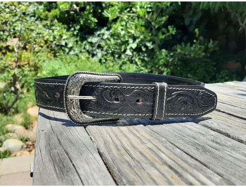 Authentic Handmade Mexican Leather Belt for Men – Western Cowboy Style with Silver Buckle in Saudi Arabia