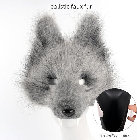 Realistic Werewolf Mask Gloves & Tail Set Wolf Mask,Gloves &Furry Tail,Complete Wolf Costume for Cosplay Christmas in Saudi Arabia