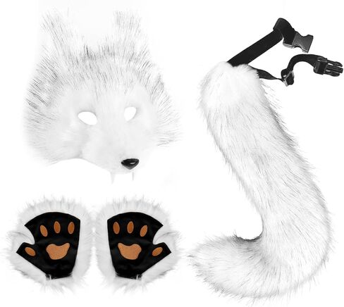 Realistic Werewolf Mask Gloves & Tail Set Wolf Mask,Gloves &Furry Tail,Complete Wolf Costume for Cosplay Christmas in Saudi Arabia