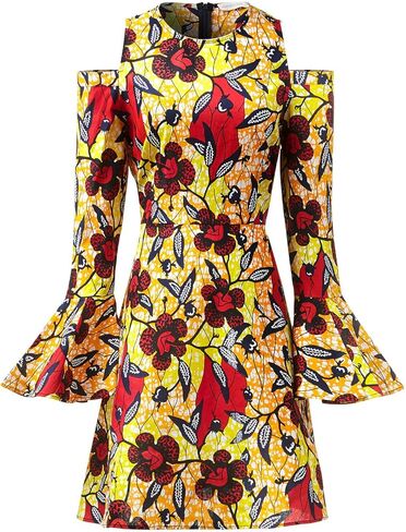 Women African Print Maxi Long Dresses Winter Autumn Women Retro Long Sleeve Floor Length Elegant Traditional Skater in Saudi Arabia