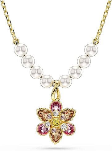 Swarovski Idyllia pendant, Crystal pearl, Mixed cuts, Flower, Multicolored, Gold-tone finish in Saudi Arabia