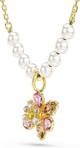 Swarovski Idyllia pendant, Crystal pearl, Mixed cuts, Flower, Multicolored, Gold-tone finish in Saudi Arabia