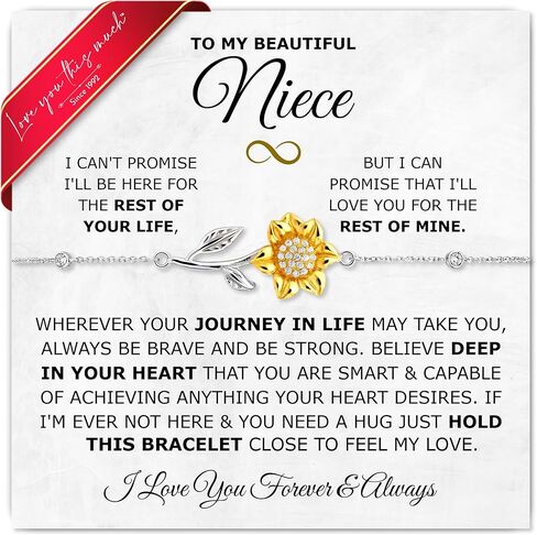 Love You This Much Niece Moon & Back Necklace | .925 Sterling Silver | Christmas Gift for Nieces Birthday Present | 16-19" Adjustable | Luxury Box & Card in Saudi Arabia