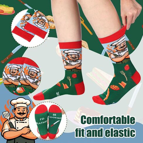 Shihanee 6 Pairs Chef Socks for Men Women Funny Novelty Cooking Occupation Socks for Valentine's Day Cook Lover Baker Gifts in Saudi Arabia