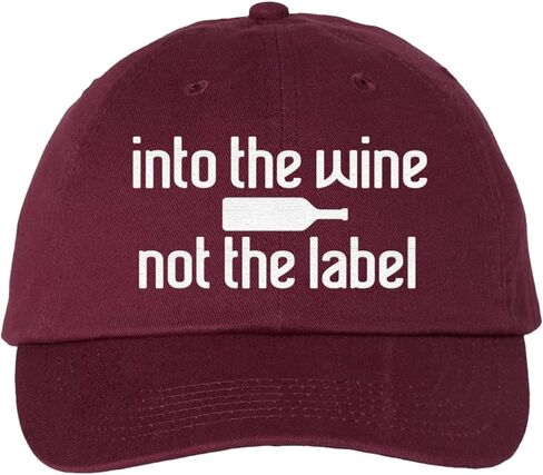 Into the Wine Not The Label - قبعة الأب المطرزة باللون المارون، قبعة المارون in Kuwait