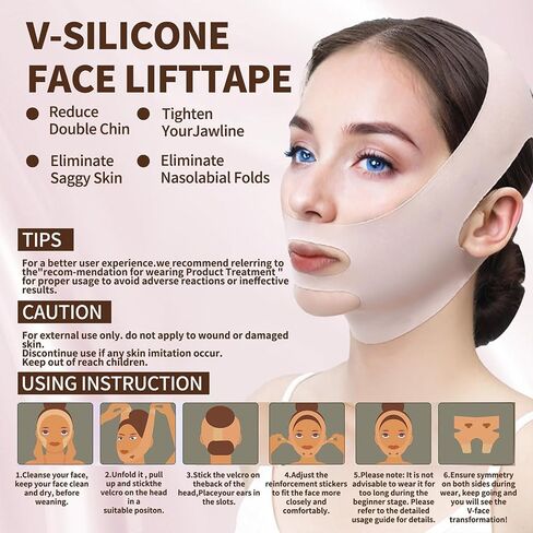 Chin Strap for Sleeping,V-Line Lifting Chin Strap, V-Line Mask,Neck Lift Jaw Tightening Exerciser Reusable Face Strap,Comfortable Effective. in Saudi Arabia