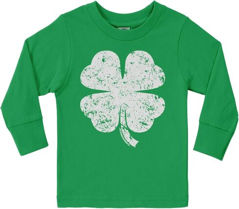 Threadrock Little Girls' Distressed Four Leaf Clover Toddler Long Sleeve T-Shirt in Saudi Arabia