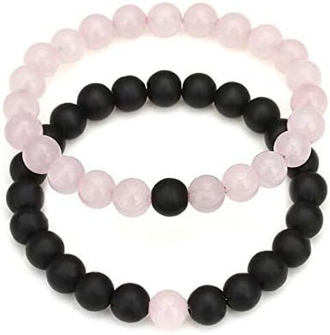 Unisex Stylish Couple-Combo Stones Onyx, Lava, Rose, Tiger, Howlite, Jade, Aventurine Bracelet For Friendship Relationship Boyfriend Girlfriend Valentines Gift in Saudi Arabia