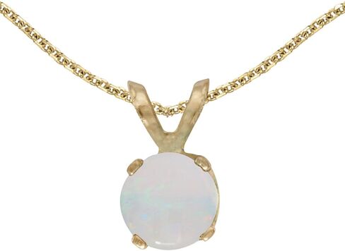 14k Yellow Gold Round Opal Pendant with 18" Chain in Saudi Arabia