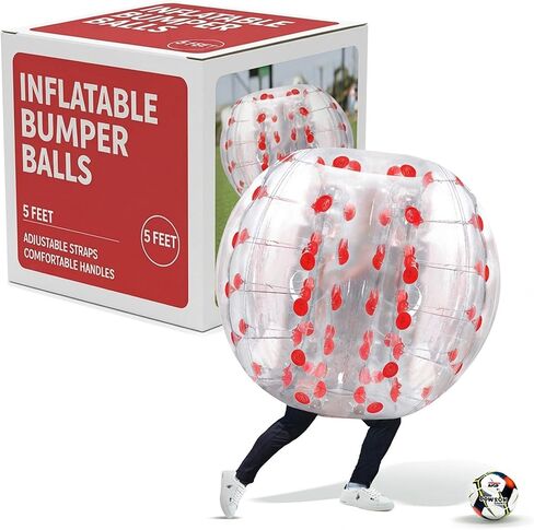 Houseables Human Bubble Ball, Human Hamster Ball, 5FTx4FT, Zorb Ball, Bumper Balls for Adults & Kids, Giant Hamster Ball for Humans, Bubble Soccer, Inflatable Balls to Get Inside, Blue & Clear, 1 Pack in Kuwait