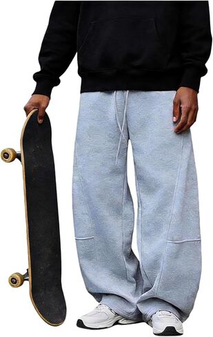 SOLY HUX Men's Casual Drawstring Sweatpants Elastic Waist Baggy Wide Leg Pants with Pockets in Saudi Arabia