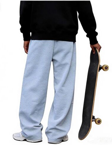 SOLY HUX Men's Casual Drawstring Sweatpants Elastic Waist Baggy Wide Leg Pants with Pockets in Saudi Arabia