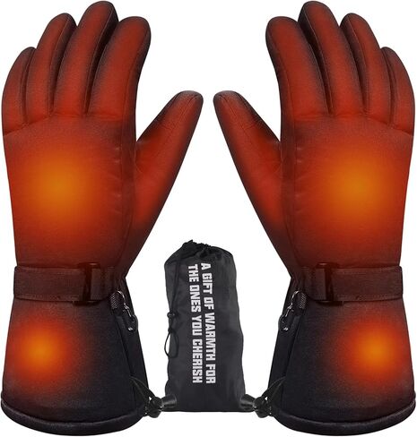 Heated Gloves for Men Women, Rechargeable Heated Gloves with 3 Heating Levels, Waterproof Winter Motorcycle Warm Gloves with Touchscreen for Hunting Cycling Skiing Hiking Outdoor Working，L/XL in Saudi Arabia