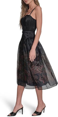 BCBG Womens Sleeveless Sweatheart Neck Belted Fit & Flare Midi Dress in Saudi Arabia