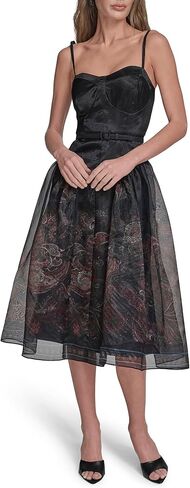 BCBG Womens Sleeveless Sweatheart Neck Belted Fit & Flare Midi Dress in Saudi Arabia