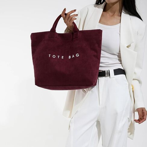 Suede Bag for Women, Large Solid Faux Suede Tote Bag Trendy Vintage Top Handle Handbag for Work Travel in Saudi Arabia