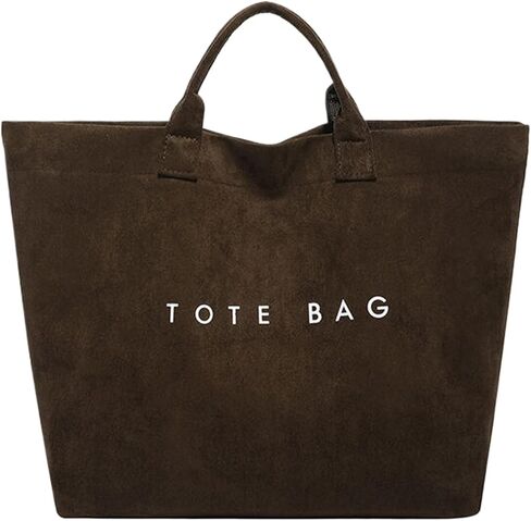 Suede Bag for Women, Large Solid Faux Suede Tote Bag Trendy Vintage Top Handle Handbag for Work Travel in Saudi Arabia