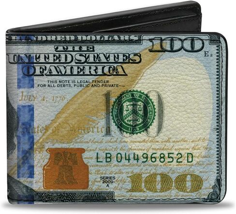Buckle-Down Wallet, Bifold, 100 Dollar Bill Series 2009, Vegan Leather in Saudi Arabia