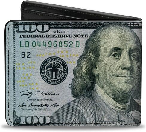 Buckle-Down Wallet, Bifold, 100 Dollar Bill Series 2009, Vegan Leather in Saudi Arabia