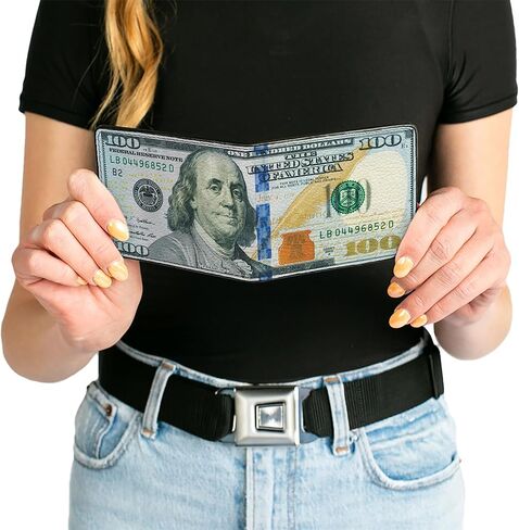 Buckle-Down Wallet, Bifold, 100 Dollar Bill Series 2009, Vegan Leather in Saudi Arabia