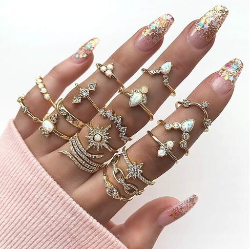 Gold Boho Ring Sets Stackable Knuckle Ring Vintage Snake Finger Rings Set Stacking Joint Midi Trendy Rings Sets for Women in Saudi Arabia