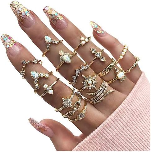 Gold Boho Ring Sets Stackable Knuckle Ring Vintage Snake Finger Rings Set Stacking Joint Midi Trendy Rings Sets for Women in Saudi Arabia