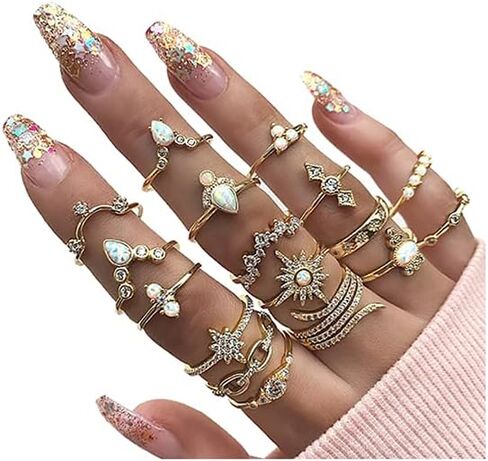 Gold Boho Ring Sets Stackable Knuckle Ring Vintage Snake Finger Rings Set Stacking Joint Midi Trendy Rings Sets for Women in Saudi Arabia
