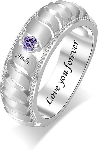 Personalized Rings for Women Custom Engraved Name Ring with Kids Family Ring with 1-8 Birthstones Stackable Rings for Her Mother Ring for Mama Grandma Nana in Saudi Arabia