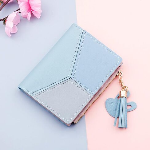 Bifold Wallets, PU Purse with Metal Snap Button and Zipper Coin Bag Credit Card Holder Wallet with Rabbit Pendant Purse Wallet for Women and Men(Pink) in Saudi Arabia