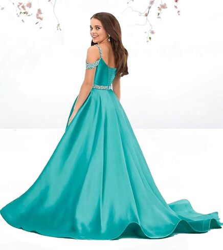 Beaded Flower Girl Dresses for Wedding Satin First Communion Dress Pageant Dress Ball Gown in Saudi Arabia