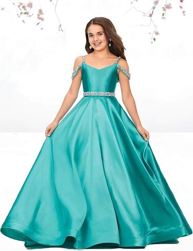 Beaded Flower Girl Dresses for Wedding Satin First Communion Dress Pageant Dress Ball Gown in Saudi Arabia