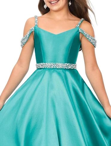 Beaded Flower Girl Dresses for Wedding Satin First Communion Dress Pageant Dress Ball Gown in Saudi Arabia