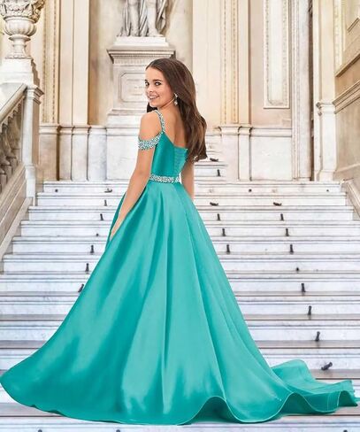 Beaded Flower Girl Dresses for Wedding Satin First Communion Dress Pageant Dress Ball Gown in Saudi Arabia