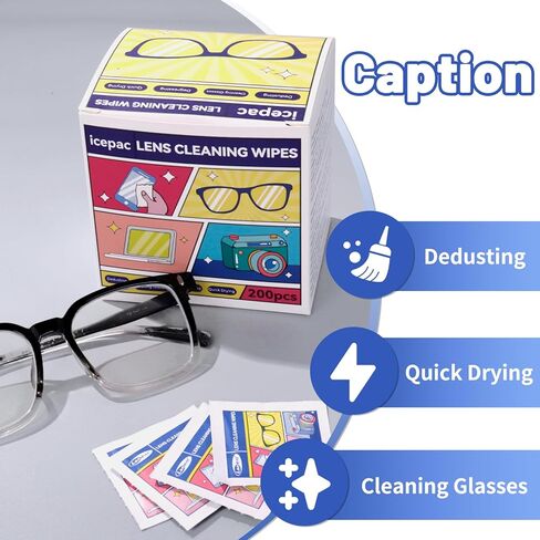 200 Pcs Cleaning Wipes for Glasses,Pre-Moistened Lens Cleaning Wipes, Computer & Laptops Screens, Smart Phones, Optical Lens, Goggles, and Watch Screen l Quick-Dry and Scratch-Free in Saudi Arabia