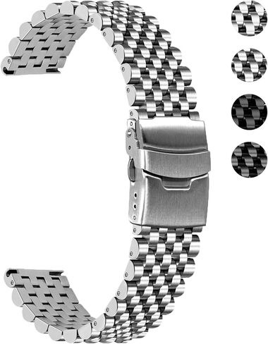 YISIWERA Quick Release Stainless Steel Watch Band 20mm 22mm, Heavy Duty Matte & Polished Metal Strap for Men and Women, Universal Replacement Bracelet with Folding Buckle in Kuwait