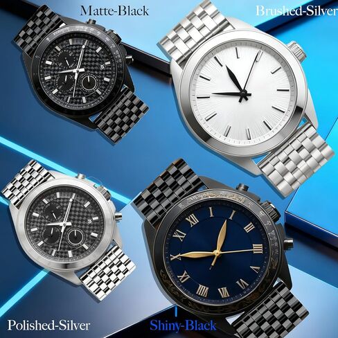 YISIWERA Quick Release Stainless Steel Watch Band 20mm 22mm, Heavy Duty Matte & Polished Metal Strap for Men and Women, Universal Replacement Bracelet with Folding Buckle in Kuwait