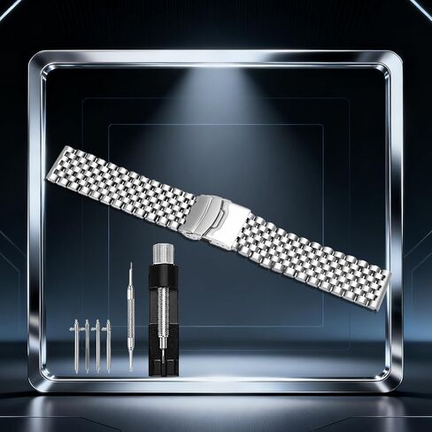 YISIWERA Quick Release Stainless Steel Watch Band 20mm 22mm, Heavy Duty Matte & Polished Metal Strap for Men and Women, Universal Replacement Bracelet with Folding Buckle in Kuwait