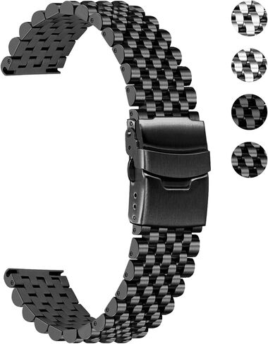 YISIWERA Quick Release Stainless Steel Watch Band 20mm 22mm, Heavy Duty Matte & Polished Metal Strap for Men and Women, Universal Replacement Bracelet with Folding Buckle in Kuwait