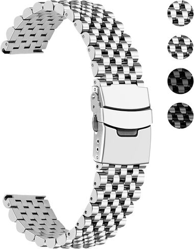 YISIWERA Quick Release Stainless Steel Watch Band 20mm 22mm, Heavy Duty Matte & Polished Metal Strap for Men and Women, Universal Replacement Bracelet with Folding Buckle in Kuwait