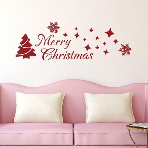 MoharWall Christmas Tree Stickers Decor Winter Snow Large Wall Decals Merry Christmas Window Cling Quotes Star Vinyl Art Decoration in Saudi Arabia